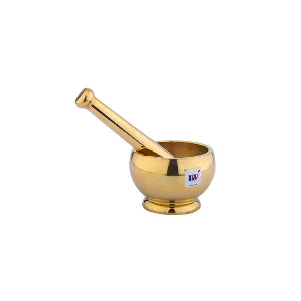 Brass Round Mortar and Pestel (Khalbatta)