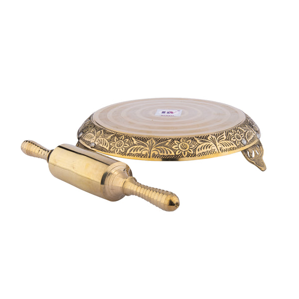 Brass Rolling Pin and Board (Chakla Belan)