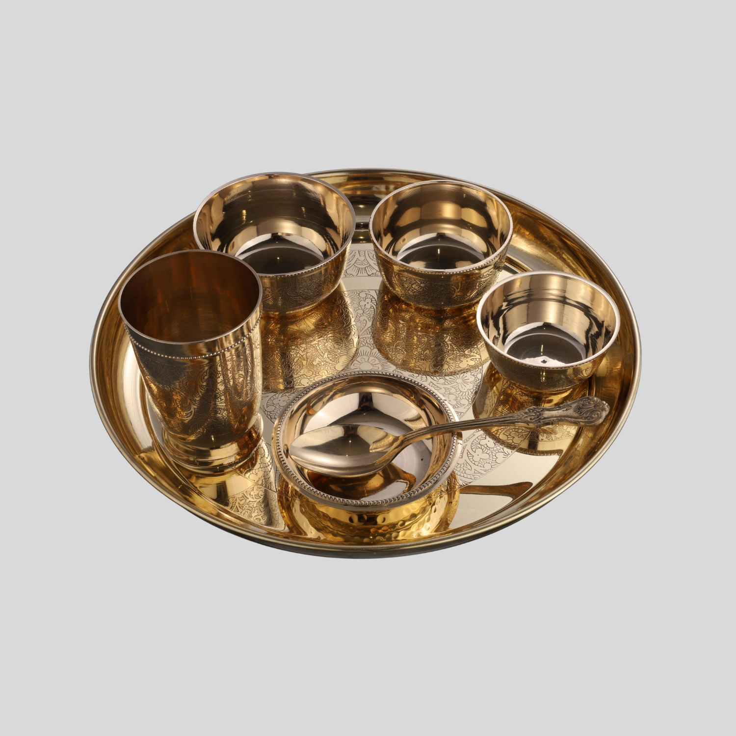 Etched Brass Thali Set