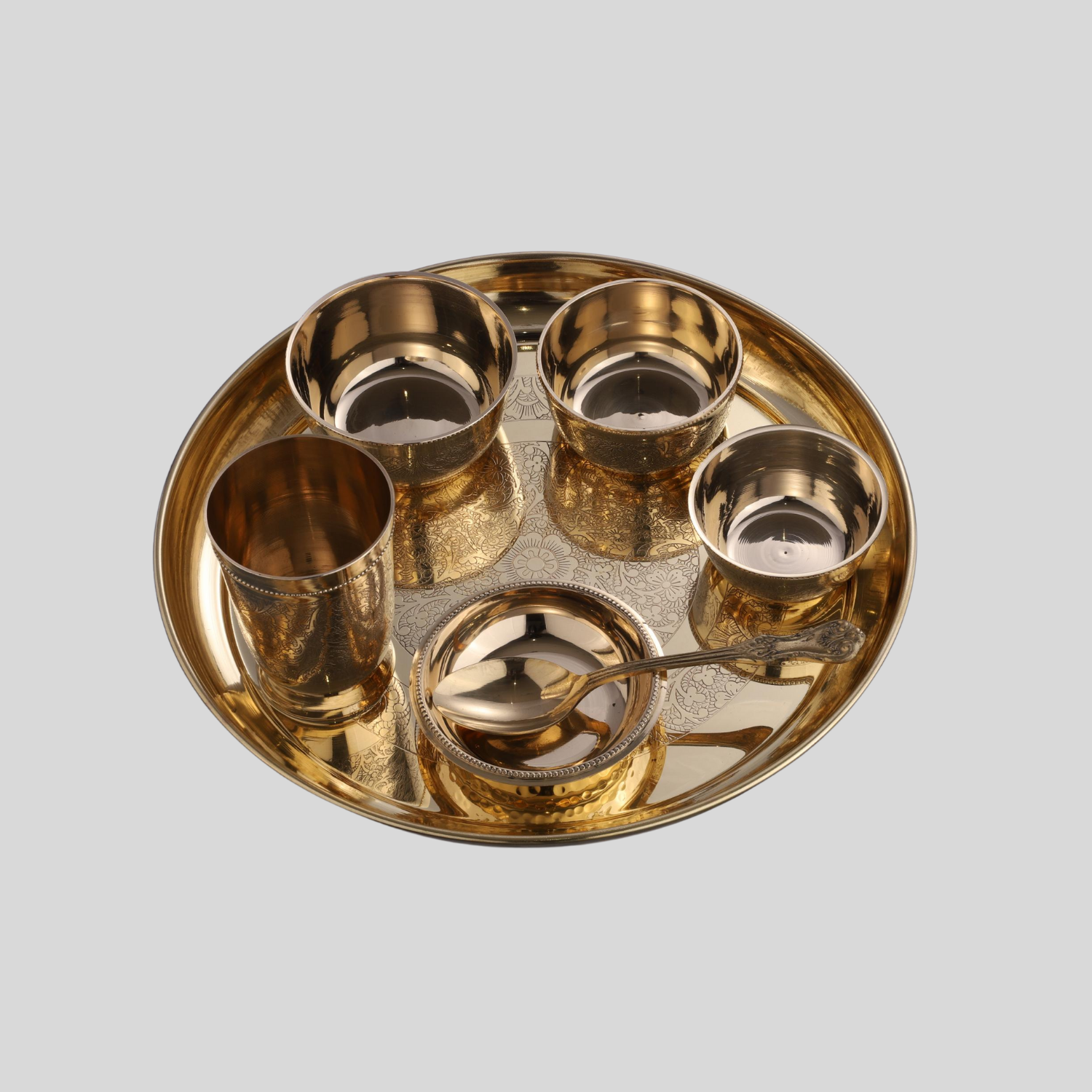 Etched Brass Thali Set