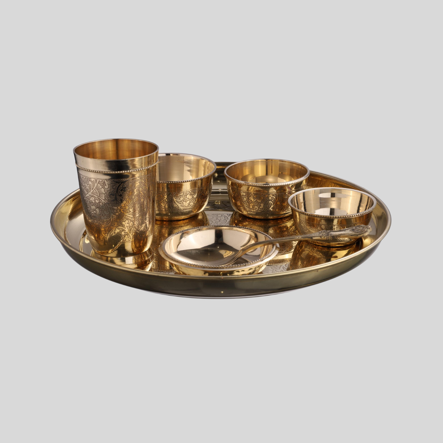 Etched Brass Thali Set