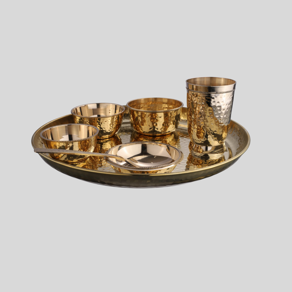 Hammered Brass Thali Set