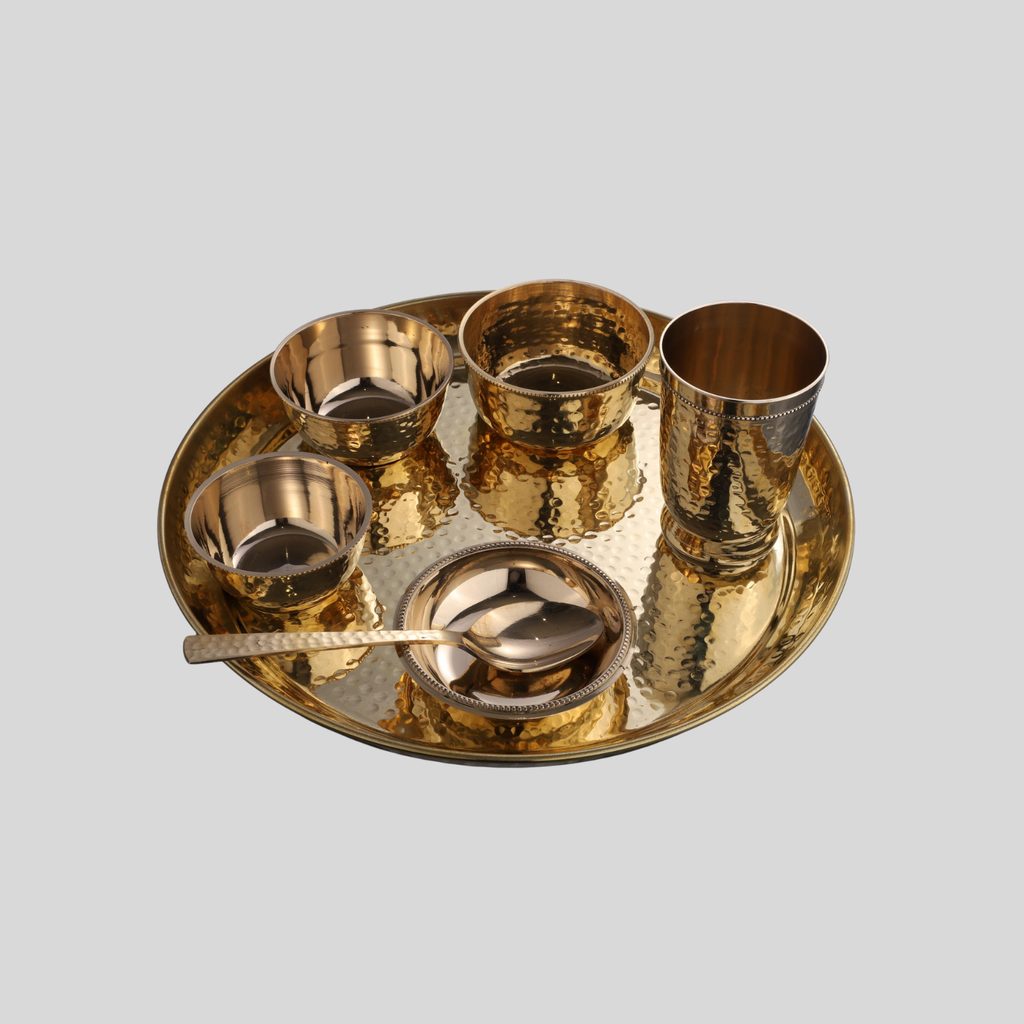 Hammered Brass Thali Set