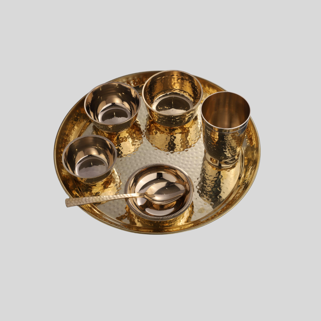 Hammered Brass Thali Set