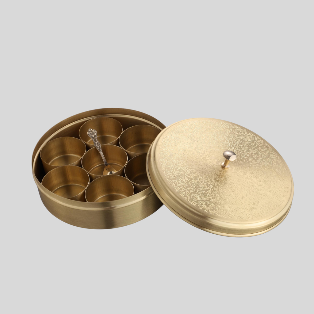Etched Brass Spice Box