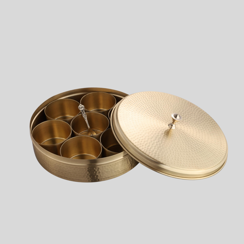 Hammered Brass Spice Box