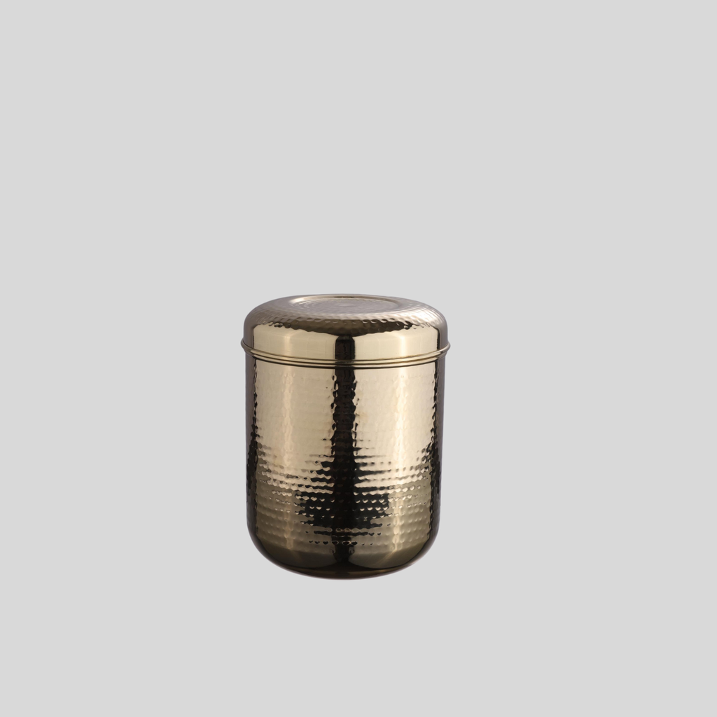Hammered Brass Storage Jar