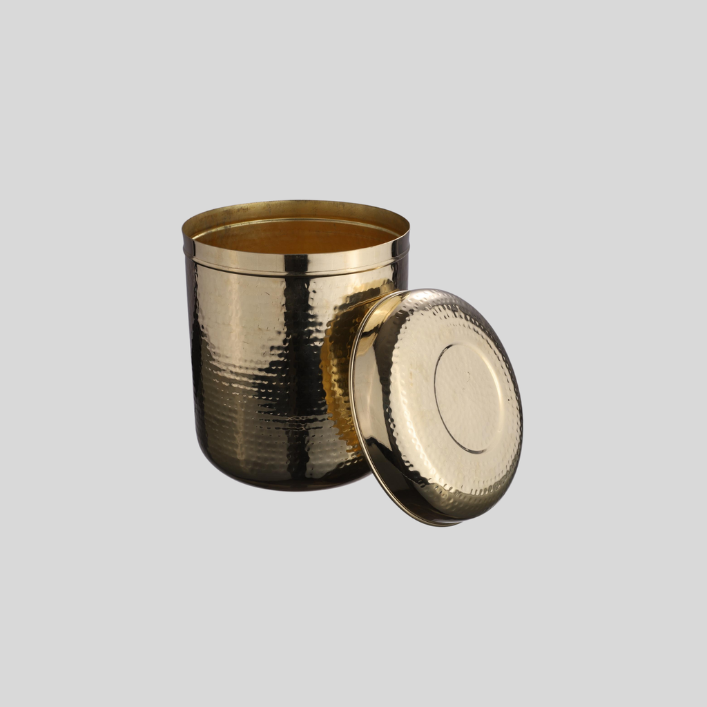 Hammered Brass Storage Jar