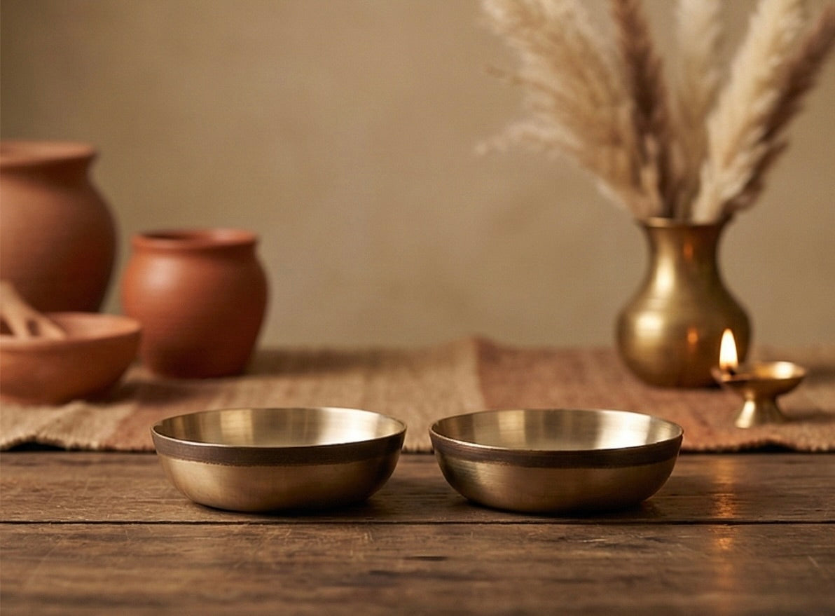 Bronze Wide Handmade Bowl (2pc)