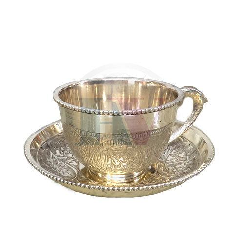 Brass Cup & Saucer (Nakshi)